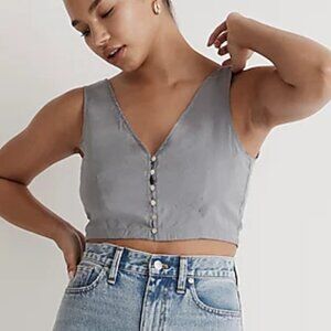 Madewell Softdrape Gwen Crop Vest Top Still Dawn Gray Size 14/XL NWT